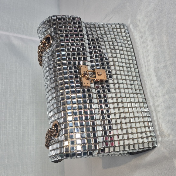 Kurt Geiger Metallic Grid Shoulder Bag W/Dust Bag NWT - Picture 3 of 16